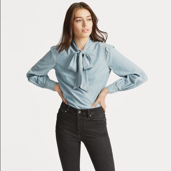 Ralph Lauren | Tops | Denim Bow Top 